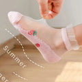 Wholesale Summer Cotton Nylon Ankle Casual Thin Lovely Strawberry Ruffle Socks Girls Kids Cute Mesh Sheer Socks Set