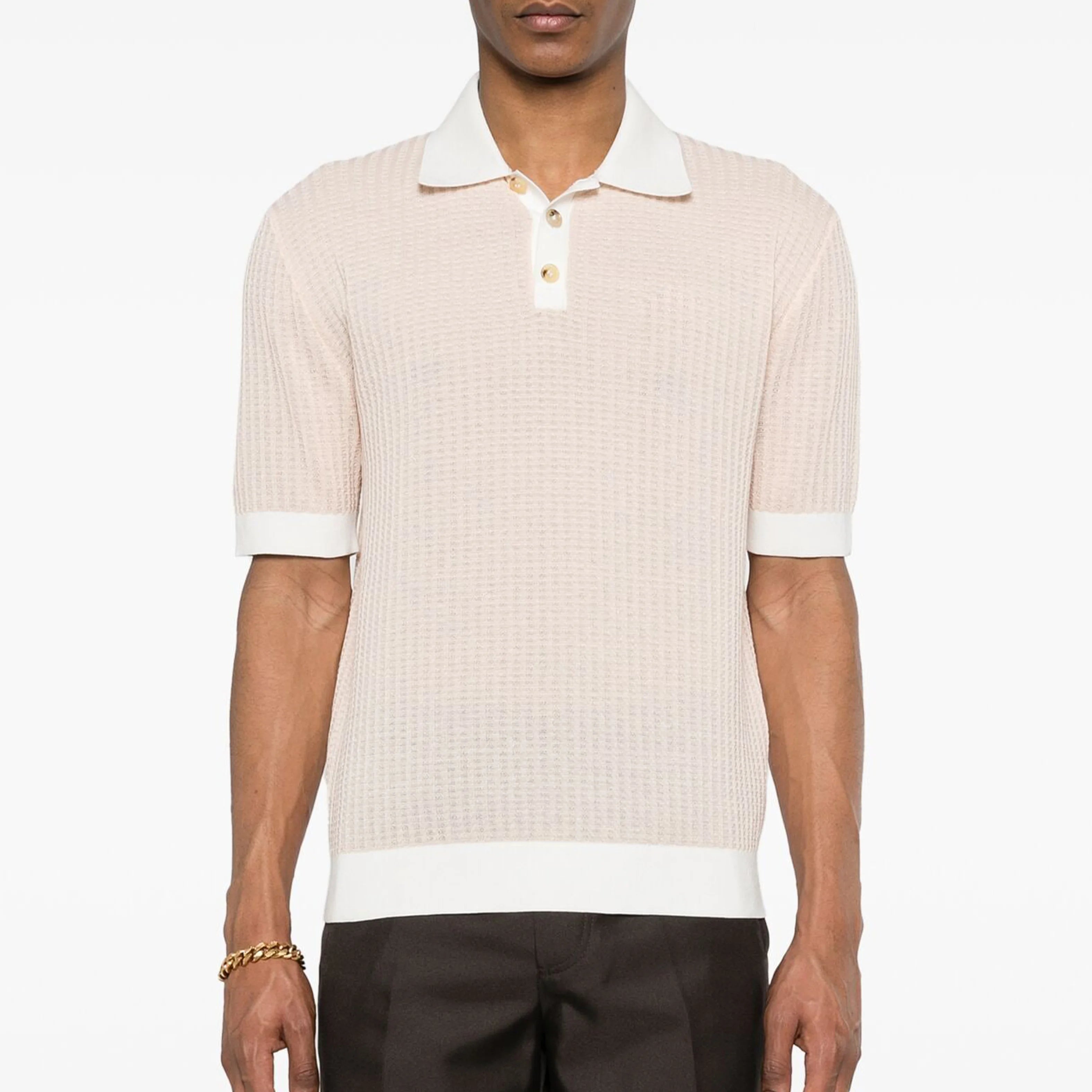 Casual Button Down Mens Knitted Summer Polo T-Shirt Short-Sleeved Soft Top Shirts for Men