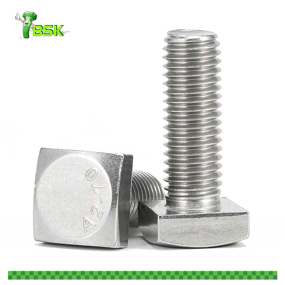 Hot Selling square Head Lag Bolts Cold ForgingA2-70 Stainless Steel 304 Customized square Hammer Flat Head t Bolt