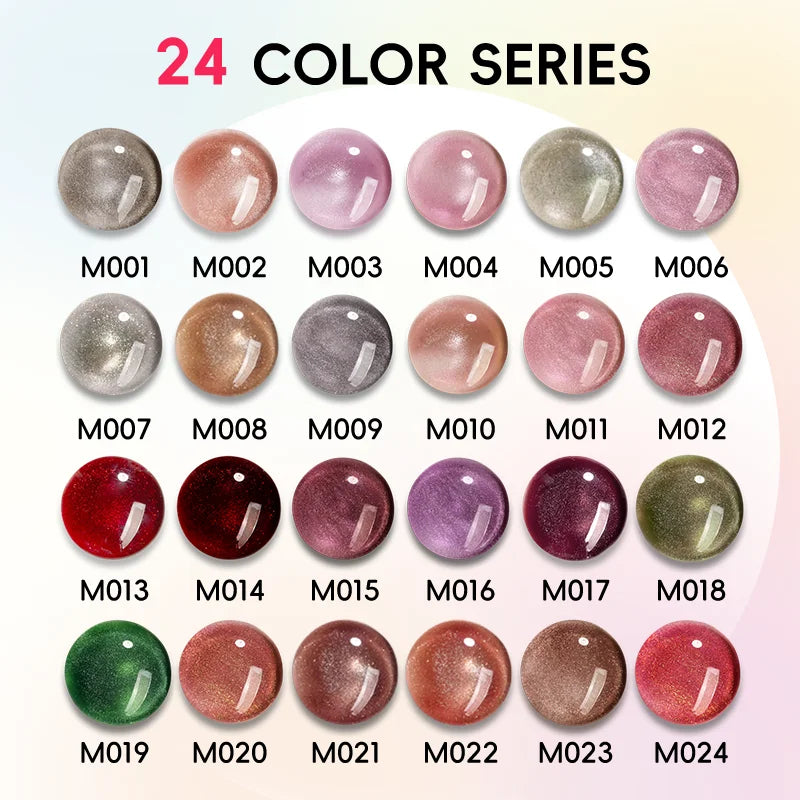 KUDAN Cat's Eye Gel Pen Art Painting Nail One-Step Cat Eye Gel Pen 24 Colors Beginner DIY Magnetic Gel Pen for Nail Art