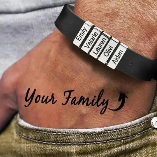 Personalized Jewelry Leather Accessories for Dad Leather Bracelet Stainless Steel Beads Custom Name Charm Bracelets