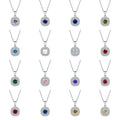 925 Sterling Silver Necklace with Round Zirconia and Opal Gemstone Pendant for Women