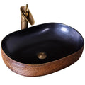 China Color Glazed Brown And Black Counter top Ceramic Oval Bathroom Face Washing Basin Porcelain Sink Basin