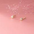 Romantic Love Zircon Mini Perforated 925 Sterling Silver Heart Stud Earrings Trendy Geometric Mini Birthday Party Wedding