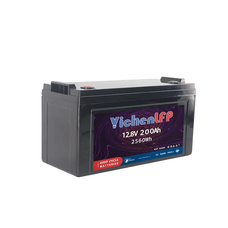 High Quality YICHENLFP Solid State RV Camping Battery Pack 200Ah 12.8V LiFePO4 IP67 Waterproof Case Marine Solar 5000-Cycle CE
