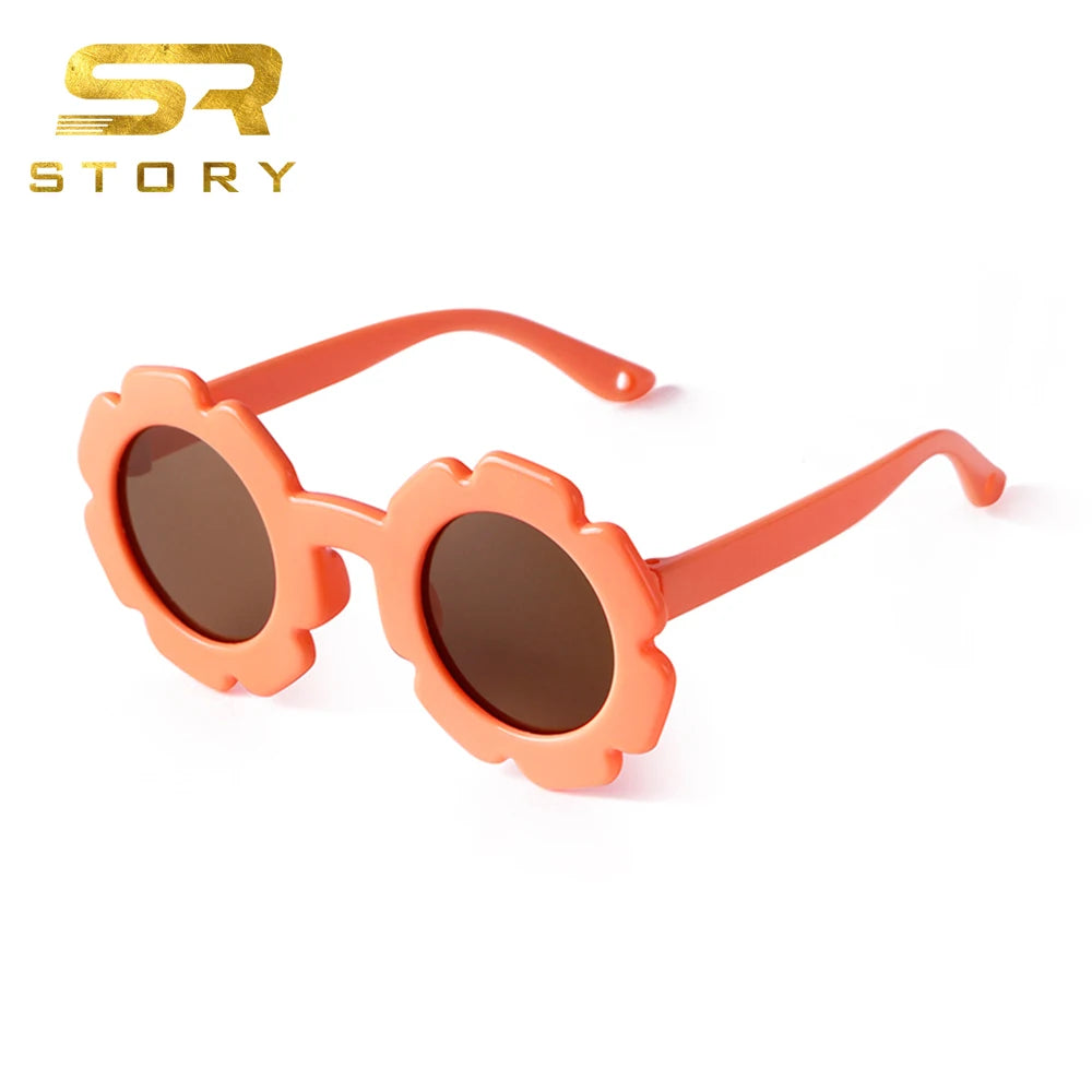 STYZ14913 0-4 Years Old Cute Flower UV400 Shades Sunglasses Baby Pink Orange Silicone Polarized Kids Sunglasses for Girl Boy