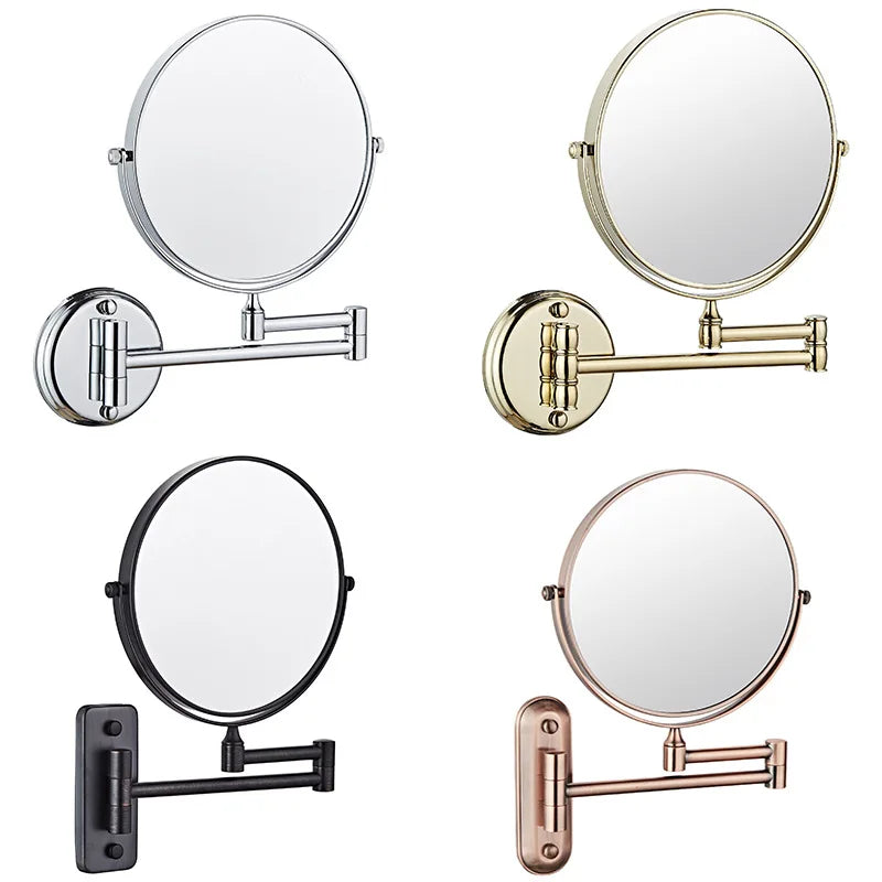 Modern Wall Mounted Double Sided Extendable Round Silver Lenses Bathroom Makeup Mirror Watermark+WELS Certified 1 Year Warranty