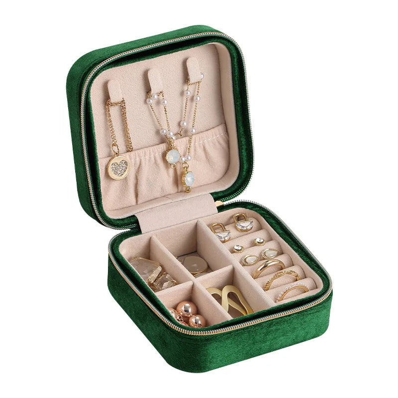 Plush Jewelry Box Necklace Ring Earrings Storage Mini Jewelry Case Travel Portable Jewelry Organizer for Women Girls