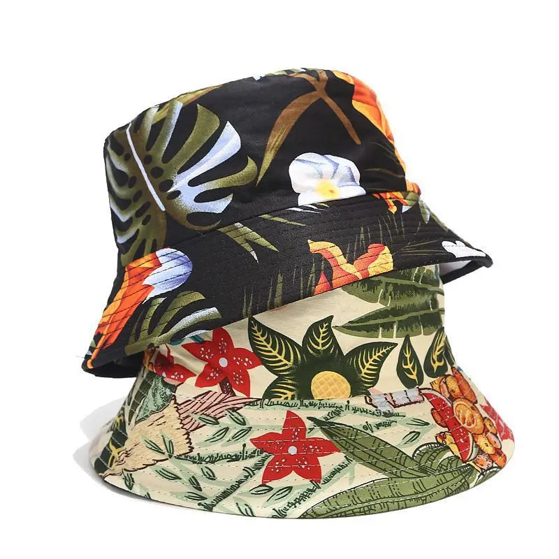 New Two Side Wear Floral Printing Fisherman Bucket Hat for Women Men Spring Summer Outdoor  Casual Dress