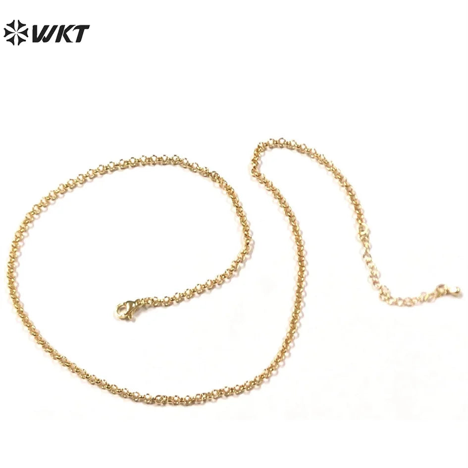 WT-BFN037 Round Gold Chain Yellow Brass with 18k Gold Plated Chain Exquisite  Women Decorate Necklace Chain
