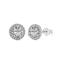 Dylam Trendy 925 Sterling Silver Stud Earrings Earrings for Girls Fashion Jewelry 5A Cubic Zirconia Halo Earrings for Women