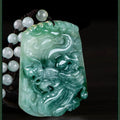 Burmese Jadeite a Goods Floating Green Flower Dragon Brand Pendant Jade Brand Necklace Generous Dragon Brand Pendant for Men