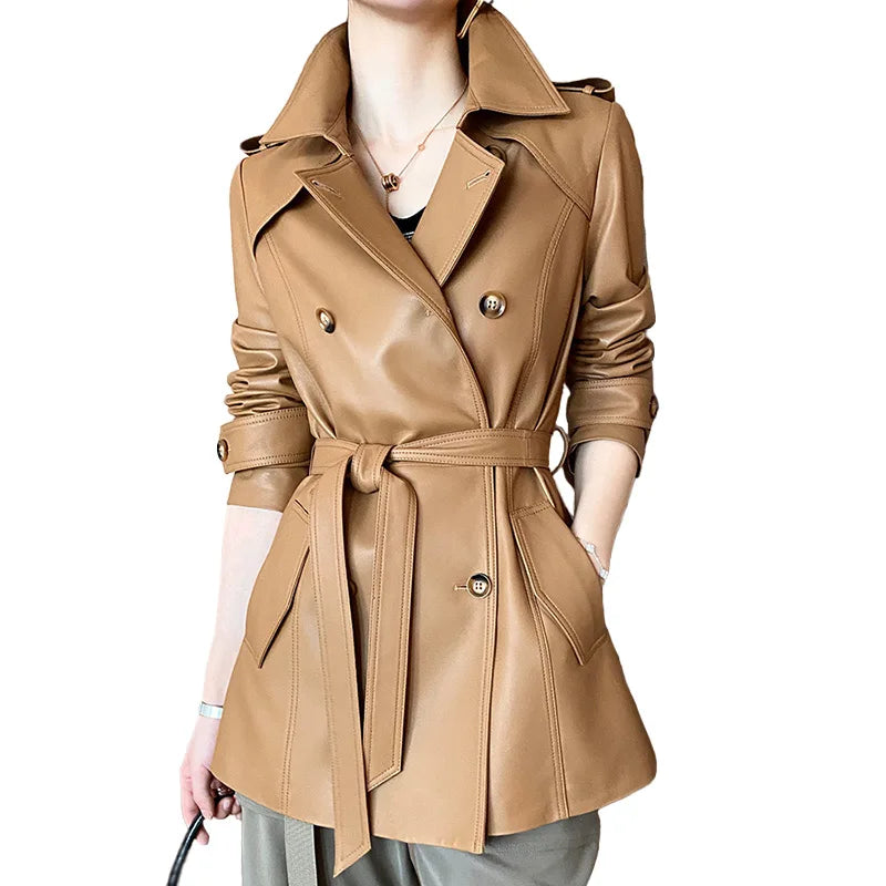 High Quality Long Real Leather Jacket Women Genuine Sheepskin Leather Jackets for Ladies