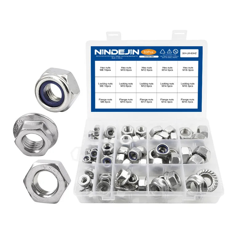 Stainless Steel & Nylon Insert Flange Nut Hex Nut Kit Metric Mixing Nuts for Mining Application Various Types Assortment