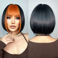 Factory Outlet Short Straight Synthetic Wigs Black Mixed Ginger Orange Wigs for Women Natural Hair With Bangs Heat Resistant Wig