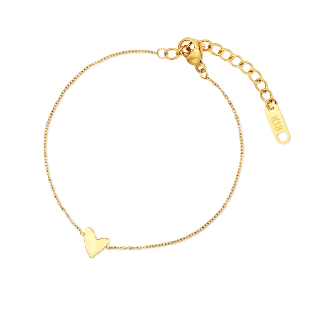 Chris April 316L Stainless Steel Gold Plated Irregular Heart Charm Cute Bracelet Women