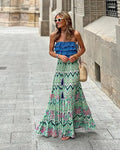 Summer New Women's Large Swing Half Skirt Print Pendant Large Swing Casual Half Skirt