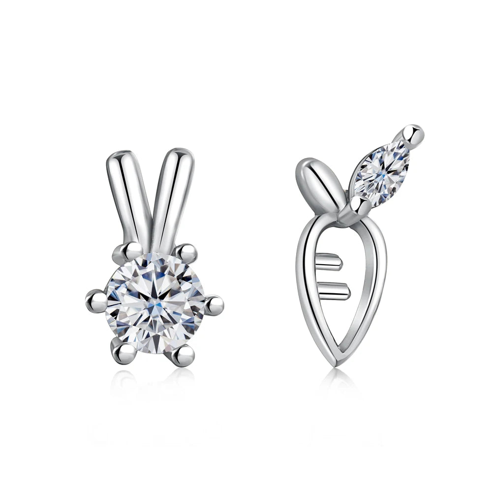 Dylam Dainty Hypoallergenic Women 925 Sterling Silver 18K Gold Plated 5A Zirconia Chinese Zodiac Rabbit Carrot Stud Earring