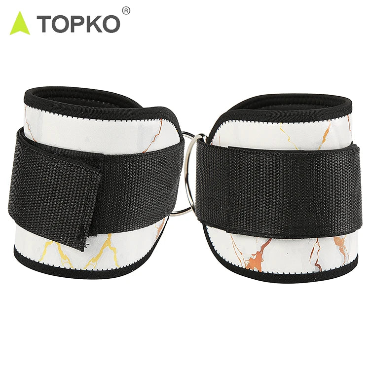 TOPKO Private Label Gym Training Ankle Heels Strap White Marble Ankle Straps