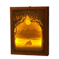 Custom Lighted Shadow Boxes Wall Hanging Art Painting Decorative Wooden Frames Promotional Paper Material