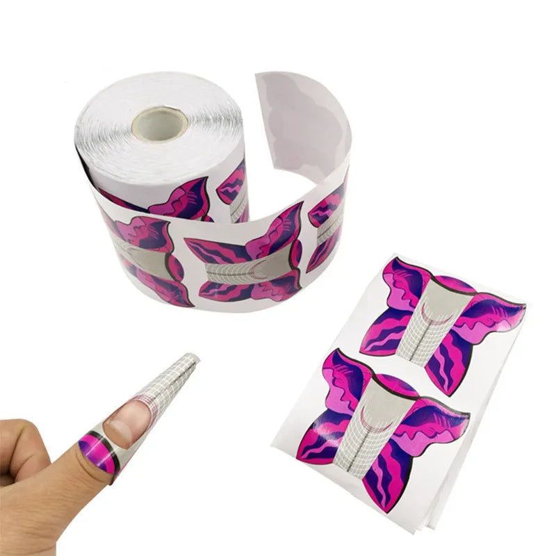 Nail Art Butterfly Paper Holder 100/500 Pieces Aluminum Nail Forms Extension for Phototherapy Acrylic Nails