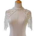 RL-36 Wholesale Handmade Woven Women Body Jewelry Hollow White Pearl Shawl Necklace Tassel Body Chain