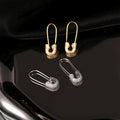 925 Sterling Silver Jewelry Manufacturer Women 18k Gold Plated Safety Diamond Paper Clip Earrings