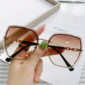 Rimless Trimming Blusher Sunglasses Eyewear Lunette De Soleil Mode Large Frame Gradient Shades Sun Glasses