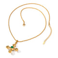 Green Agate Tiger Eye Pendant Earrings Necklace 18K PVD Gold Plated Stainless Steel Gift Jewelry Set for Women