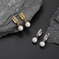 Fashion Freshwater Pearl Drops Earrings 18k Silver Plated Gold Long Pearl Earrings With Modern Design