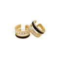 Pure Gold Jewelry Cartilage Ear Cuff No Piercing Hoop Earrings AAA Zircon Double Layered Earrings Clips