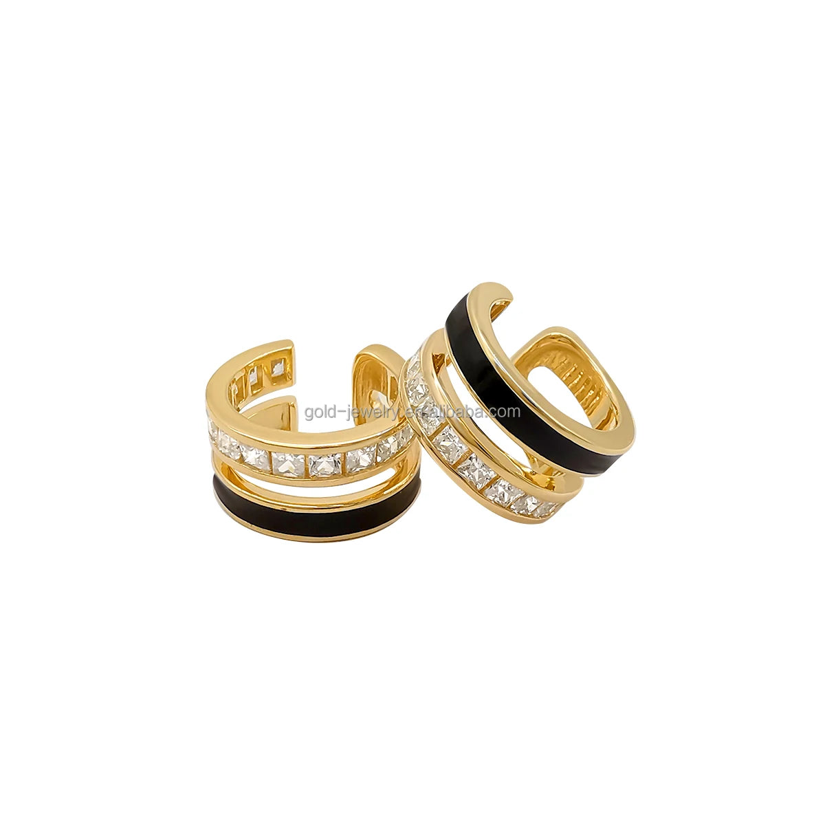 Pure Gold Jewelry Cartilage Ear Cuff No Piercing Hoop Earrings AAA Zircon Double Layered Earrings Clips