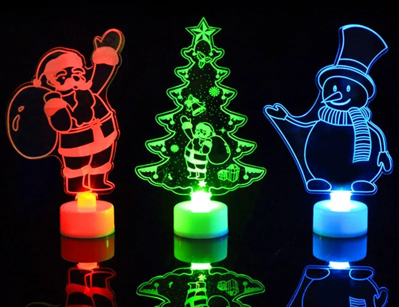 Wholesale Glowing Colorful Xmas Tree Snowman Santa Gifts LED Christmas Supplies Acrylic Christmas Night Lights Gift