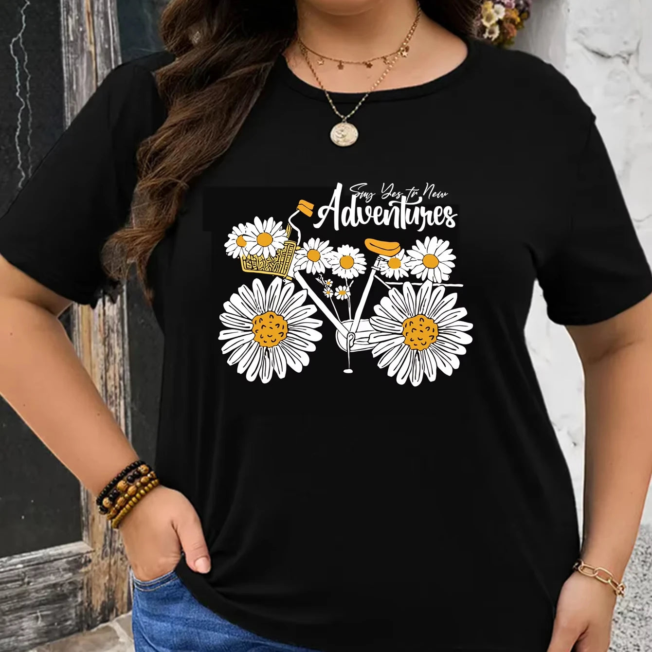 Women's Clothing Print T-shirt Short Sleeve Crew Neck Casual Top for Summer & Spring
