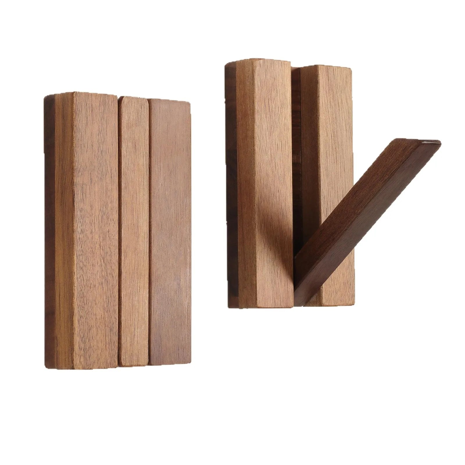Foldable Wall Hooks : Rustic Wooden Coat Hooks Mounted for Heavy Duty Hanging Hats Bags Towels Space Saving Minimalist Design