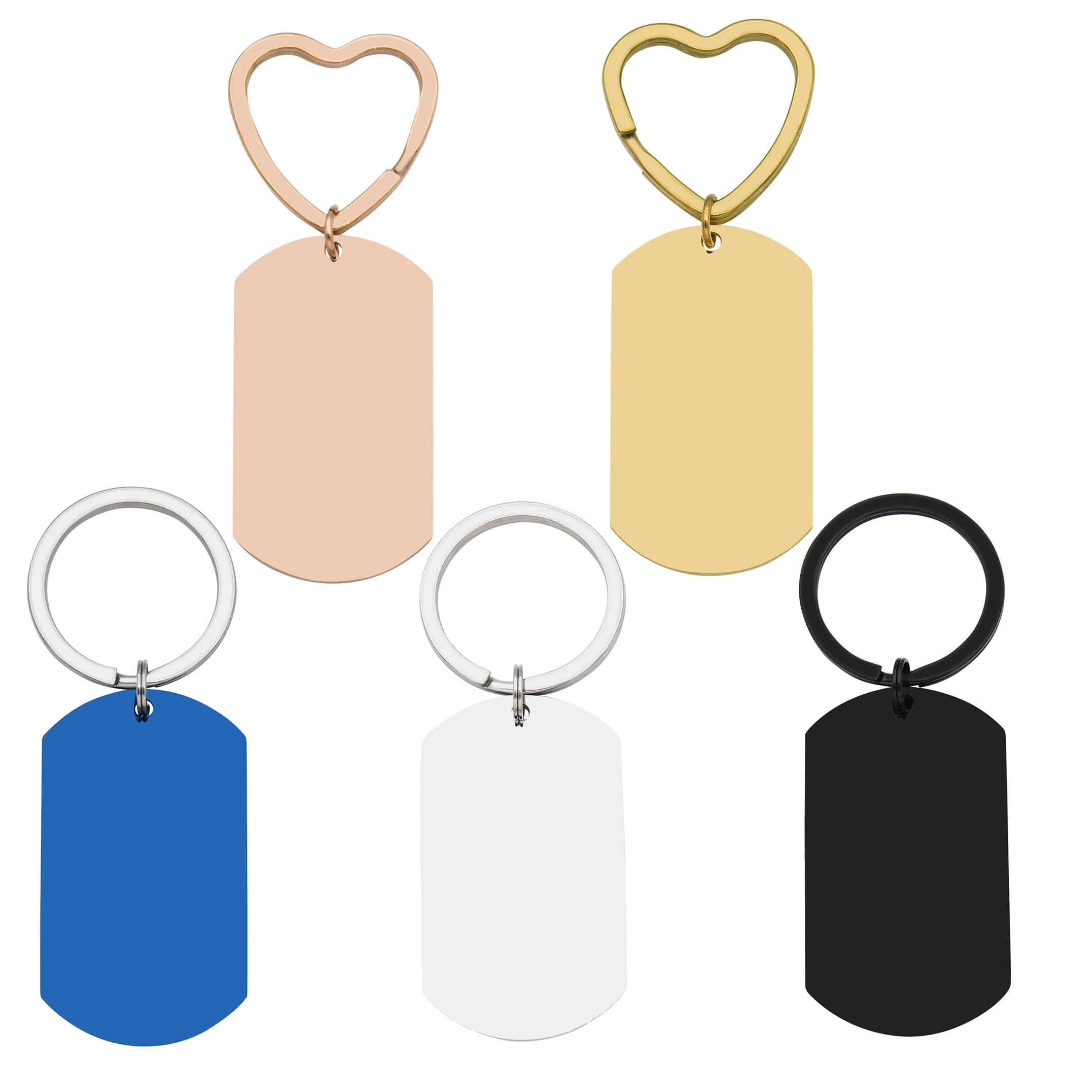 Stainless Steel Keyring Glossy Keychains Engraved Keychain Custom Logo Sublimated Military Key Tag DIY Key Ring