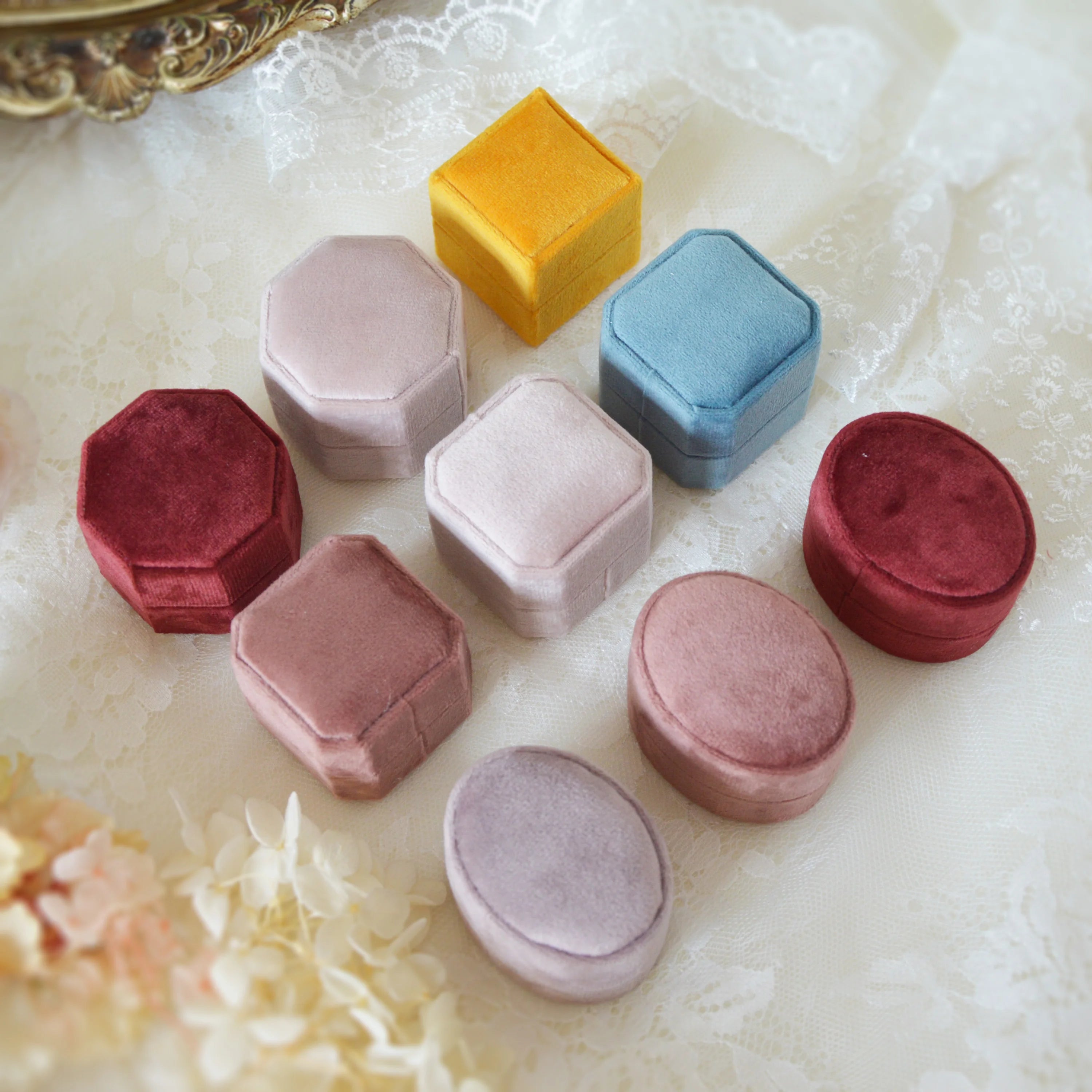 Velvet Vintage Proposal Ring Box to Ring Upscale Wedding Exchange Double Ring Box Spot Factory Wholesale