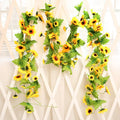 Hot Sale 2.5m Long Sun Flower Garland 26 Heads Sun Flowers Artificial Sunflower Vine for Wedding Party Decoration