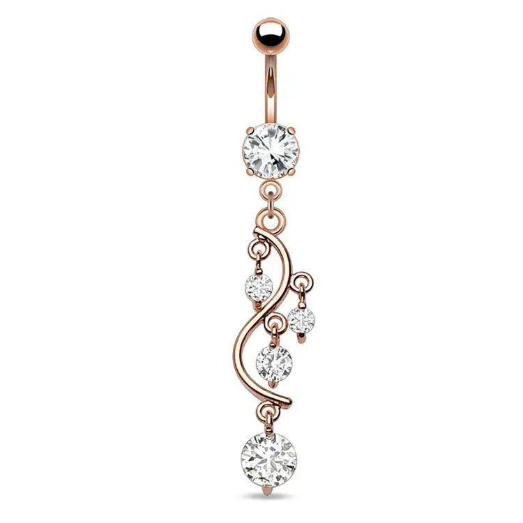 Delicate Cubic Zirconia Dangle Navel Piercing Fashion Belly Button Ring