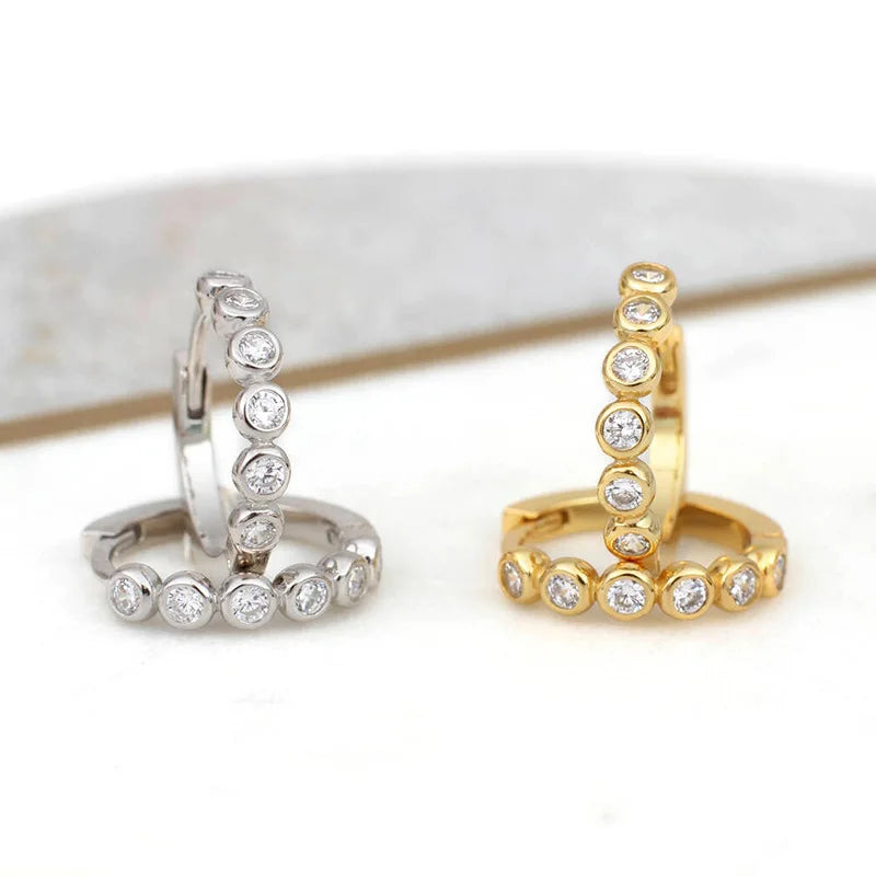 CAOSHI Wholesale OEM Simple Style Round Cubic Zirconia Silver/Gold Plated Circle Earring for Trend Party Hoop Earrings for Women