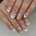 Wholesale 3912 Elegant White and Pink French Delicate Short Almond False Nail Press on Nail Artificial Fingernails Customize