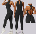 Wholesale New Styles Fitness Bodysuit Workout Ladies Gym Sport One Piece Yoga Jumpsuit for Women Zipper Jumpsuits