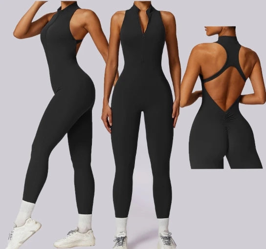 Wholesale New Styles Fitness Bodysuit Workout Ladies Gym Sport One Piece Yoga Jumpsuit for Women Zipper Jumpsuits