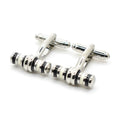 Wholesale Custom Men's Business Suit Shirt Accessory Wedding Party Tuxedo Cufflinks-Cylinder White Black Strips Button Set