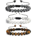 Mens 8mm Volcanic Lava Stone Rock Bracelet for Women Aromatherapy Anxiety Essential Oil Diffuser Bangle Set Christian Beaded