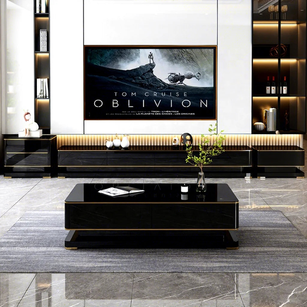 Luxury Modern Living Room Furniture Temped Glass Top TV Console Stand 2026 Latest Design