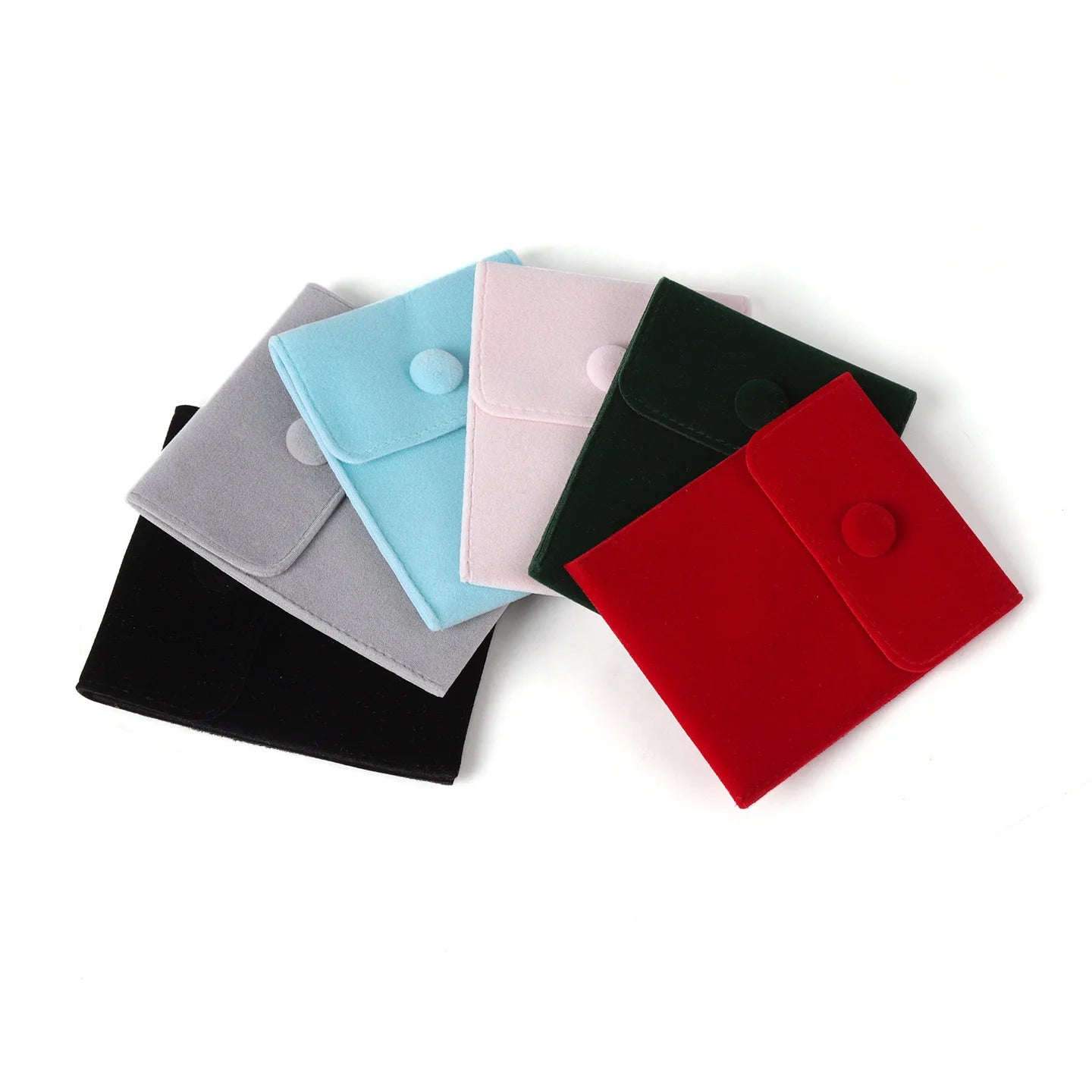 Luxury Microfiber Jewelry Snap Pouch Custom Logo Soft Flap Button Bag for Necklace Earring Ring Storage Organizer Wholesale