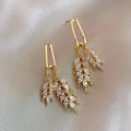 Fashion Light Luxury Earrings Female Wholesale Exquisite Simple Elegant Gold Plated Small Drop Leaf Earrings Women