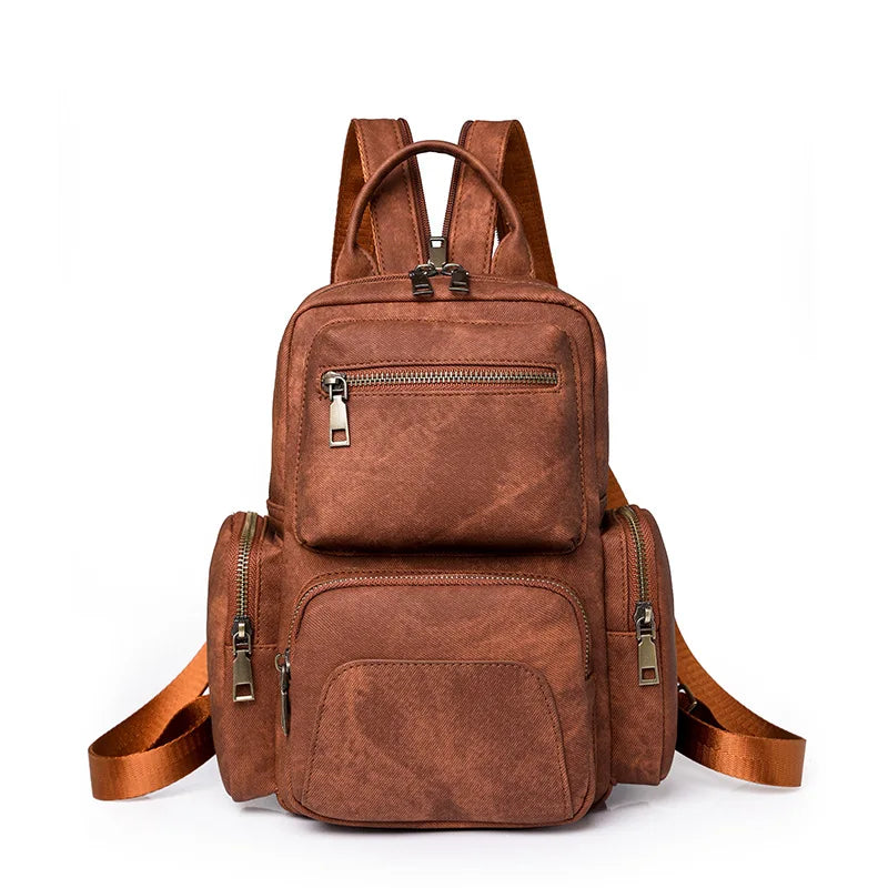 NBP2401 5 Colors Custom Logo Wholesale New Fashion Leisure Mini Ladies Woman Girls Retro PU Leather Backpack