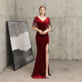 18110# Velvet Bead Piece Hot Drill Fishtail Banquet Elegant Temperament Annual Meeting Presided Party Long Dress